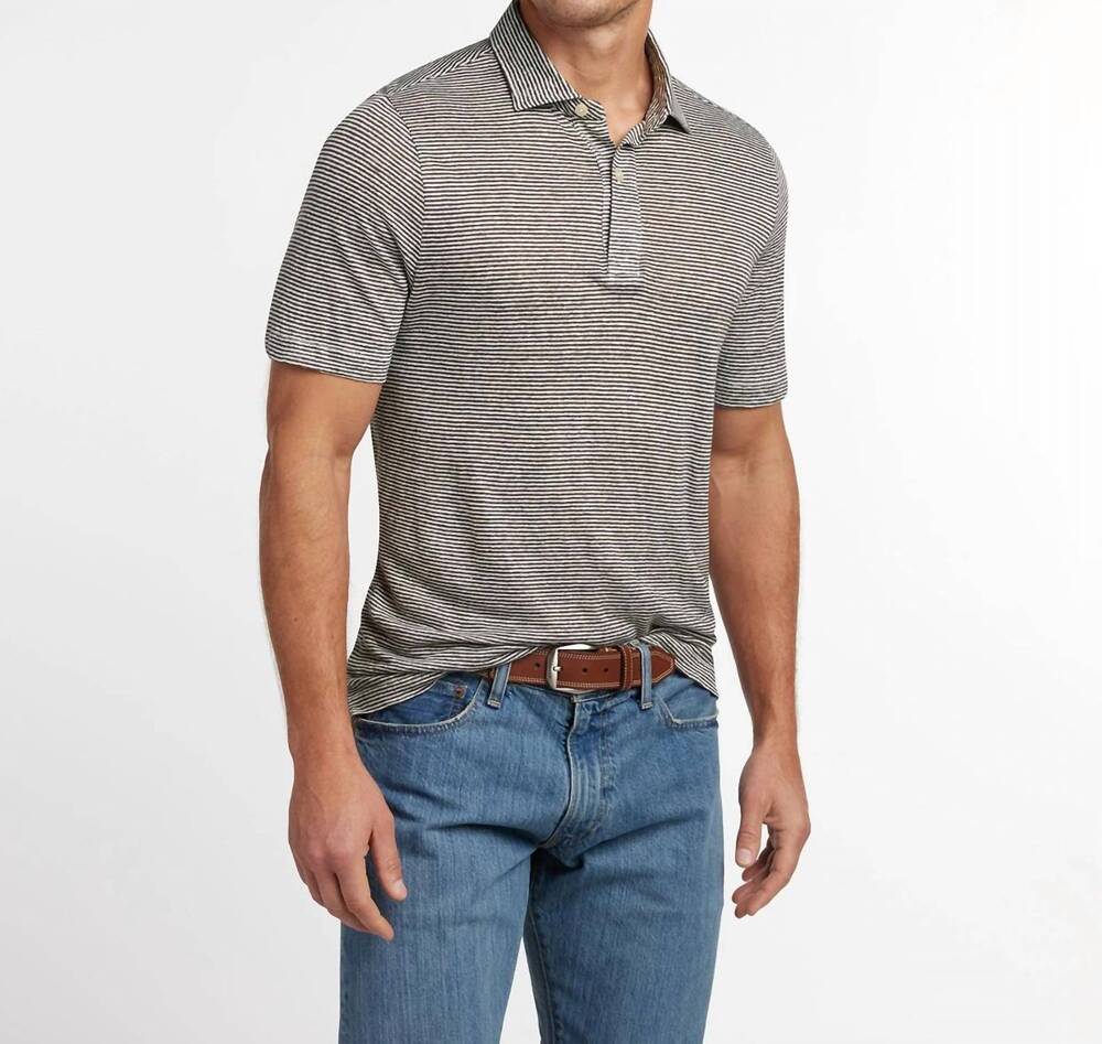 NEW DAVID DONAHUE knit polk short sleeve knit polo in driftwood